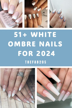 Looking for white ombre nails and white ombre nail designs?! We have SO many white ombre nail ideas whether square, almond, or stiletto, it doesn't matter! We got you covered White Ombre Nails Coffin Design, Nail Ideas Pink And White Ombre, Ombre Gel Extension Nails, White Ombré Nails With Design, Frombre French Nails, Hombre White Nails, Ombre Nails Bride, Black And White Ombre Acrylic Nails, 0mbre Nails