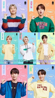 the members of btop's upcoming album are shown in different colors and sizes