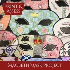 a book cover with an image of masks on it