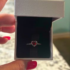 100% Authentic Pandora Elevated Red Heart Ring, Size 7!! This Ring Is Brand New, No Scratches, & Never Been Worn!! Will Get This Ring + Box , & Also A Little Gift As A Bonus!!! Fast Shipping!! This Is The Perfect Gift! :-) Description Tell The World You Believe In Love With Pandora's Elevated Red Heart Ring. A Heart-Shaped Red Man-Made Crystal Sits At The Center Of The Ring Accented By Sparkling Pav In The Frame Of The Setting And Along The Front Of The Band. Pandora Red Heart Ring, Pandora Promise Rings, Pandora Heart Ring, Diamond Bubble Ring, Promise Rings Pandora, Red Heart Ring, Pandora Rings Heart, Rings Pandora, Pandora Red