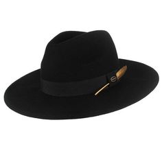 Wide Brim Wool Felt Fedora Hat with Gold Feather Band-Hats-Innovato Design-Black-Innovato Design Winter Outdoor Fedora With Short Brim, Winter Outdoor Fedora With Curved Brim, Flat Brim Fedora For Winter Outdoor, Winter Outdoor Felt Hat With Flat Brim, Winter Outdoor Fedora, Flat Brim Winter Hats For Outdoor, Winter Fedora Hat For Town, Casual Winter Fedora For Outdoor, Black Brimmed Outdoor Hats