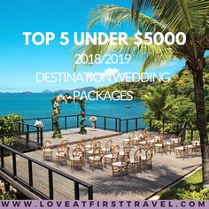 a wedding package with the words top 5 under $ 500 in front of an ocean view