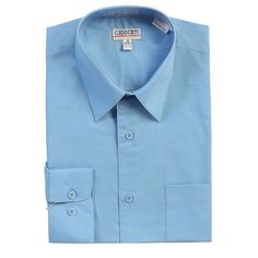 Gioberti Men's Classic Long Sleeve Solid Dress shirt with Chest pocket, 60% Cotton, 40% Polyester, Regular Fit, Solid Color, Button Closure, Classic Fit Fitted Light Blue Shirt With Pockets, Light Blue Fitted Shirt With Pockets, Blue Business Shirt With Pockets, Classic Blue Long Sleeve Dress Shirt, Business Blue Shirt With Pockets, Solid Color Dress Shirt With Pockets For Work, Classic Blue Shirt With Pockets, Solid Dress Shirt With Pockets For Work, Formal Blue Tops With Pockets