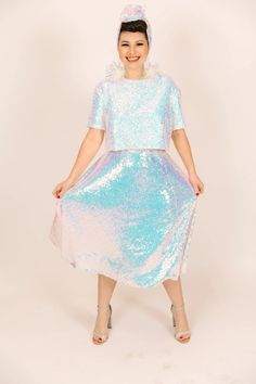 Iridescent Sequin Skirt - Fringe+Co Caftan Tunic, Iridescent Sequin, Life's Too Short, At A Party, Pride Outfit, Fringe Skirt, Zooey Deschanel, Got Your Back, Rainbow Birthday