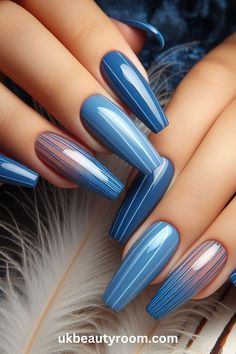 Blue is a popular color in nail art because it has many shades and looks great on all skin tones. This post lists 43 different blue nail designs that showcase the versatility of this color, from subtle pastel blues to vibrant royal blues, providing plenty of inspiration for your next manicure. Fancy Nail Art, Fancy Nails Designs, Dope Nail Designs, Glamorous Nails, Blue Nail Designs, Cute Gel Nails, Nail Designs Glitter, Classy Nails