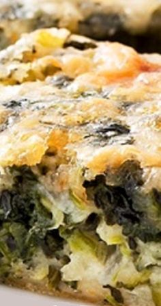 a close up of a casserole on a plate