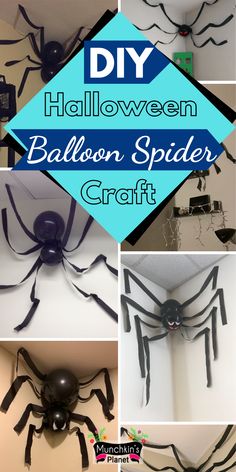 DIY Halloween Balloon Spider Easy Craft For Party Decoration Diy Spiders Decoration, Diy Balloon Spider, Spider Decorations Diy, How To Make A Spider, Diy Spider Decoration, Diy Spider Web Decoration, Diy Spider Decorations, Paper Spider Craft, Last Minute Halloween Decorations