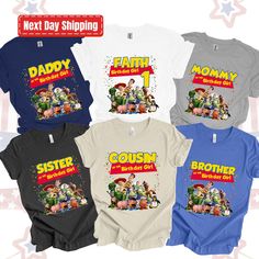 four shirts with cartoon characters on them for father's day