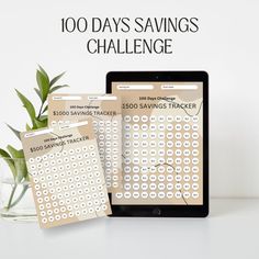 two ipads sitting next to each other on top of a table with the text, 10 days savings challenge