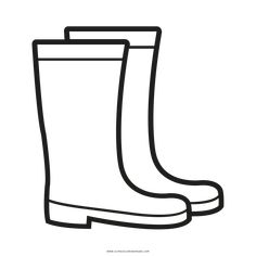 a black and white drawing of a pair of rain boots with the soles down