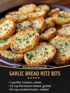 garlic bread ritz bits on a plate