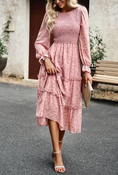 Elegant Autumn Floral Design Dress - Burgundy,M Floral Dress Design, Elegant Maxi Dress, Sleeves Clothing, Flounce Sleeve, Design Dress, Sleeve Midi Dress, Midi Dress With Sleeves, Floral Chiffon, Navy Blue Dresses