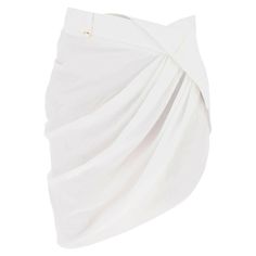 La Mini Jupe Saudade' Mini Skirt JACQUEMUS JOHN JULIA. Draped Mini Skirt, Skirt Draping, Top Designer Brands, High End Fashion, Asymmetrical Hem, D Ring, Skirts For Sale, White Skirts, Asymmetric Hem