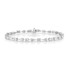 Mixed Shape Diamond Tennis Bracelet – Alexandra Beth Fine Jewelry Diamond Bracelet With Baguette Cut, Baguette Cut Diamond Bracelet In Fine Jewelry, Modern Baguette Cut Diamond Bracelet With Accents, Modern Diamond Bracelet With Baguette Cut Accents, Baguette Cut Diamond Tennis Bracelet With Accents, Diamond Tennis Bracelet With Baguette Cut Accents, Diamond White Bracelets With Baguette Diamonds, Baguette Cut Diamond Bracelet With Prong Setting, Baguette Cut Single Diamond Tennis Bracelet