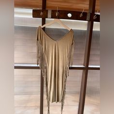 Leshop Beige Fringe Mini Dress. New With Tags. I Have Size Small, Medium And Large Long Beige Party Dress, Spring Beige Fringe Dress, Chic Beige Fringe Dresses, Chic Long Dresses With Fringe, Fitted Beige Fringe Dresses, Fringe Mini Dress, New Dress, Dress Es, Dresses Skirts