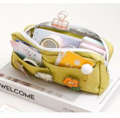 Size: 220x110x45mm Optional Color: Pink, Light Purple, Blue, Light Green Package: 1 Pencil Case + 2pc Random Badge Use: School, Office, Gift, Party favor Cartoon Pencil, Pencil Cases For Girls, Large Pencil Case, Canvas Pencil Case, School Pencil Case, Kawaii Bag, Cute Pencil Case, Korean Stationery, School Pencils