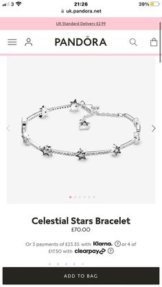 Pandora Star, Pandora Bracelet Charms Ideas, Xoxo Jewelry, Girly Bracelets, Pandora Bracelet Designs, Pandora Bracelet Charms