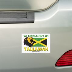 a sticker on the back of a car