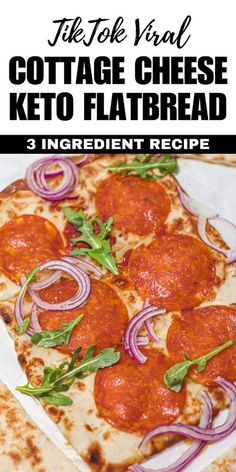 the homemade cottage cheese keto flatbread pizza is ready to be eaten and served