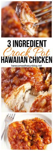 3 ingredient hawaiian chicken recipe on a white plate