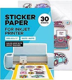 a white and yellow sticker paper for inkjet printers with an image of a car on it