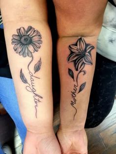 two people with matching tattoos on their arms