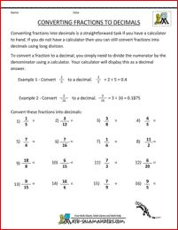 the worksheet for completing fractions to do with addition and subtraction