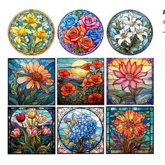 six different stained glass designs with flowers in them and the words,'beautiful daydreen