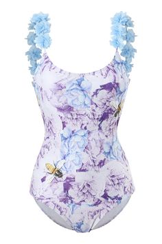 Zapaka Women Blue Printed High Waist One Piece Swimwear with Flowers – ZAPAKA One-piece Swimwear For Sunbathing In Summer, Nylon Swimwear For Vacation, Casual Stretch Swimwear For Summer, Fitted Uv Protection Swimwear For Spring, Chic Nylon Swimwear For Vacation, Nylon Swimwear For Sunbathing In Summer, Summer Swimwear With Uv Protection For Sunbathing, Nylon Swimwear With Uv Protection For Beach Season, Blue Swimwear For Summer