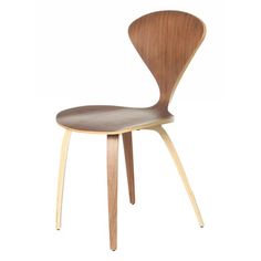 a wooden chair with a curved back and seat