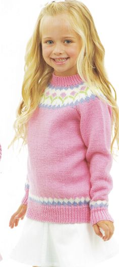 Girl's Fair Isle  Yoked Sweater Jumper flowers in  DK 8Ply Light worsted wool size 4 - 10 years Knitting Pattern Download PDF Has Charts See images for further information Thanks very much for looking. I sell UK and USA patterns conversion chart included ALL PATTERNS ARE IN ENGLISH ONLY PLEASE BE AWARE OF THIS Autumn Quilt, Motif Fair Isle, Yoke Sweater, Baby Cardigan Pattern, Knitting Patterns Free Sweater, Knitting Machine Patterns, Knit Art, Pdf Knitting Pattern, Sweater Jumper