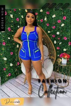 Summer Zipper Sleeveless One Pieces Rompers Casual Sleeveless Vest With Zipper Closure, Casual Summer Vest With Zipper Closure, Sleeveless Vest With Zipper Closure For Spring, Sleeveless Spring Vest With Zipper Closure, Clubwear Jumpsuits, Bodycon Bodysuit, Summer Fitness, Bodycon Jumpsuit, Summer Workout