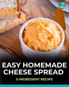 an easy homemade cheese spread recipe on a cutting board