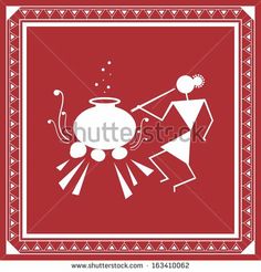 an image of a teapot and two people in the middle of a red square