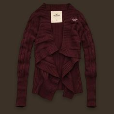 Chic Red Outerwear For Layering, Fitted Burgundy Cardigan For Winter, Casual Burgundy Cardigan For Layering, Fitted Burgundy Cardigan For Fall, Burgundy Long Sleeve Outerwear For Layering, Casual Burgundy Cardigan For Spring, Burgundy Cardigan For Fall Layering, Hollister Sweater, Red Cardigan