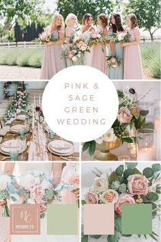 pink and sage green wedding color scheme