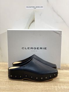 Clergerie Hoof Max Woman IN Black Leather Luxury Clogs Clergerie 39.5 | eBay Luxury Black Clogs With Cushioned Footbed, Classic Luxury Black Clogs, Luxury Modern Black Clogs, Black Leather Clogs With Removable Insole, Luxury Black Clogs With Leather Sole, Black High Heels Clogs & Mules, Womens Clogs, Leather Material, Clogs