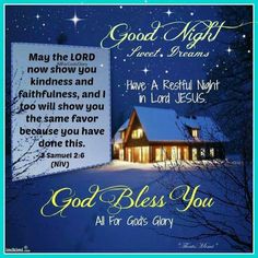 a christmas card with an image of a house and the words, good night sweet dreams