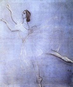 a painting of a ballerina in the air