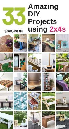 the cover of 35 amazing diy projects using 24x45s, including benches and tables