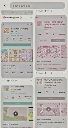 an image of a web page with many different things on it's screen and in the background there is a video game called hello kitty town