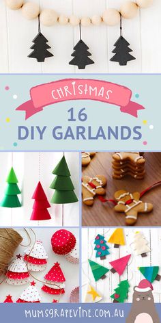 christmas diy garlands and decorations with text overlay