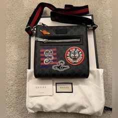 Gucci Strap Bag Brand New $1,550 Size: Os Gucci Seller Description ** Condition: New/Never Worn Color:Black First Introduced In The 70s, The Gg Logo Is A Symbol Of Heritage, Combined With The Blue And Red Web Strap, Paying Homage To Guccis Roots I Condition: 10/10, New Questions? Reach Out! Welcoming All Offers Key Features: - Palladium-Toned Hardware - Adjustable Shoulder Strap With 20.5" Drop - Size: W21cm X H23.5cm X D4.5cm - Made In Italy Category Messenger Bag $1,550 Sold Men Bags Size Os C Gucci Bags, Messenger Bag Men, Handbags For Men, Bag Straps, Messenger Bag, Shoulder Strap, Black And Grey, Gucci, Brand New