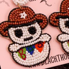 If you are a fellow ghoul who loves the spooky lifestyle, these earrings are sure to let everyone know. They are super festive and comfortably lightweight! Front is fully beaded to stand out even more. Backing is a lightweight black felt. 2 1/2" X 1 1/2"Lead Compliant Made in India Spooky Lifestyle, Black Felt, Beaded Earrings, Cowboy, Felt, India, Festival, Lifestyle, Black