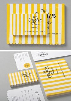 yellow and white striped wedding stationery with matching envelopes