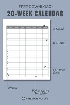 the free printable calendar is shown in this graphic style, with instructions for each month