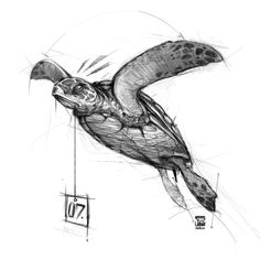 a drawing of a bird flying through the air