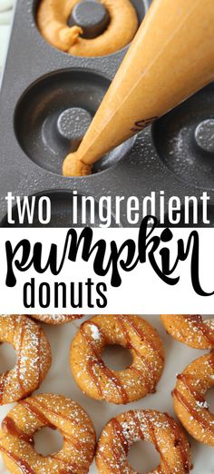 two ingredient pumpkin doughnuts in a muffin pan