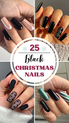 As the holidays approach, many of us start dreaming of sparkly, festive nails to complement our seasonal outfits. While traditional red, green, and gold often steal the spotlight, there's a new trend that's gaining serious traction: black Christmas nails. Chic, versatile, and undeniably stylish, black nails are the ultimate way to bring a touch of edgy elegance to the holiday season. Here’s 25 beautiful Christmas nails black designs to try this year! Black Christmas Nails, Nails For 2023, Black Silver Nails, Festive Nails, Seasonal Outfits, New Years Nail Designs, Makeup Nails Designs, Edgy Elegance