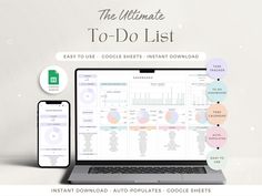 the ultimate to - do list is displayed on a laptop, phone and tablet screen